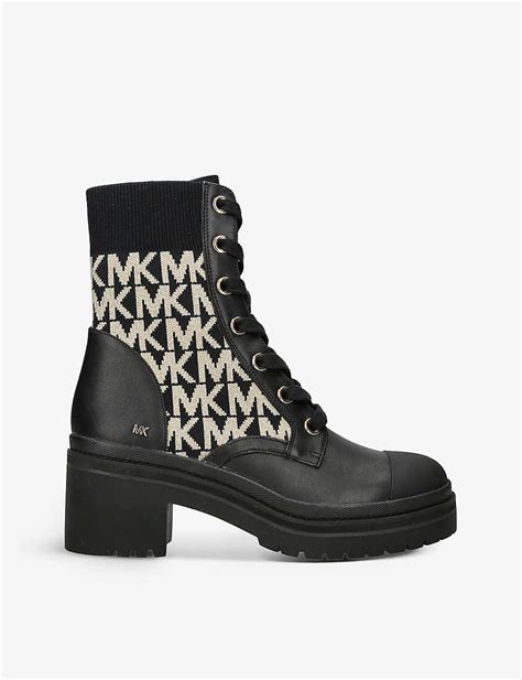 michael kors logo combat boots|Michael Kors adjustable buckle boots.